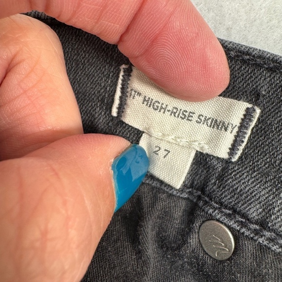 Madewell Jeans Womens 27 Faded Black 11" Skinny High Rise - Picture 4 of 14